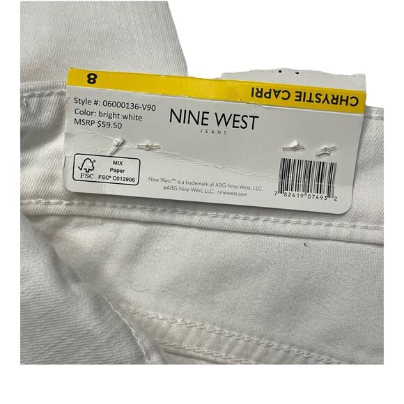 NWT Nine West Chrystie Capri Womens Size 8 Bright White Mid Rise Stretch - Picture 9 of 10